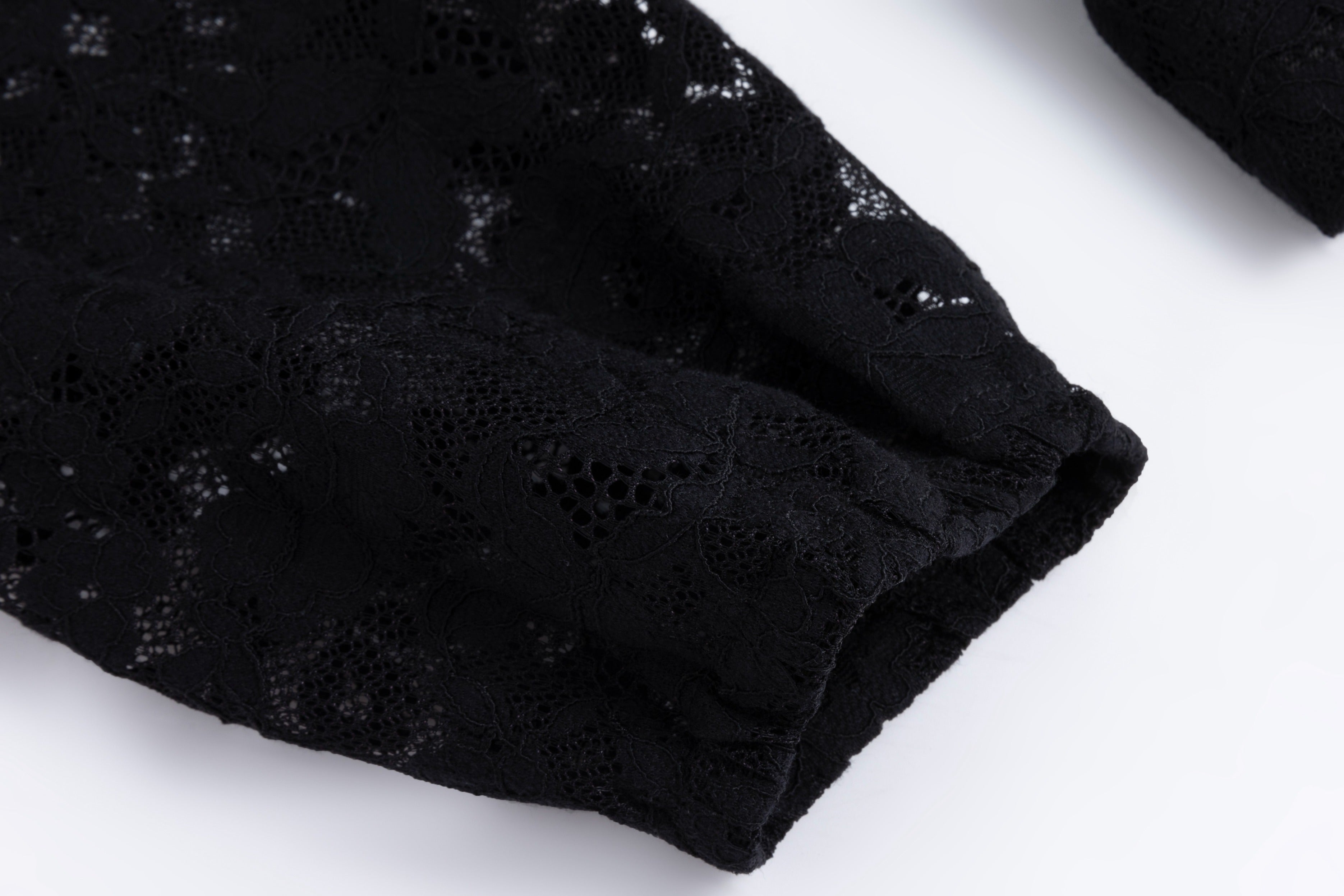 Solid Dress With Lace Top Overlay - Black