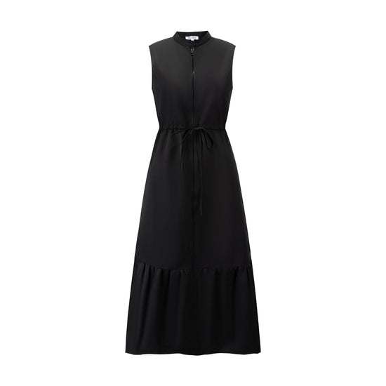 Solid Jumper With Exposed Zipper - Black