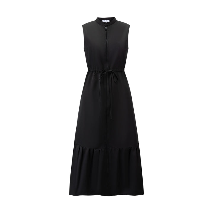 Solid Jumper With Exposed Zipper - Black