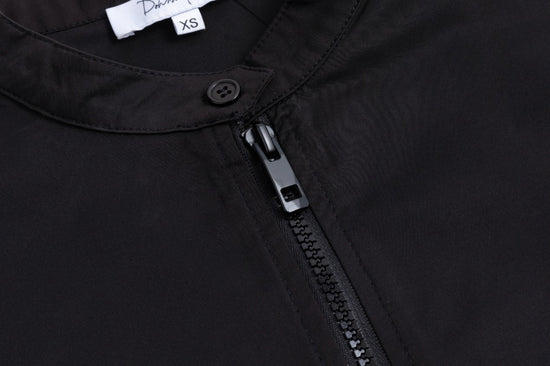 Solid Jumper With Exposed Zipper - Black