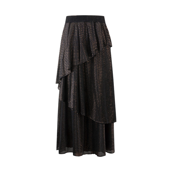 Knit Layered Skirt The Metallic Stripes