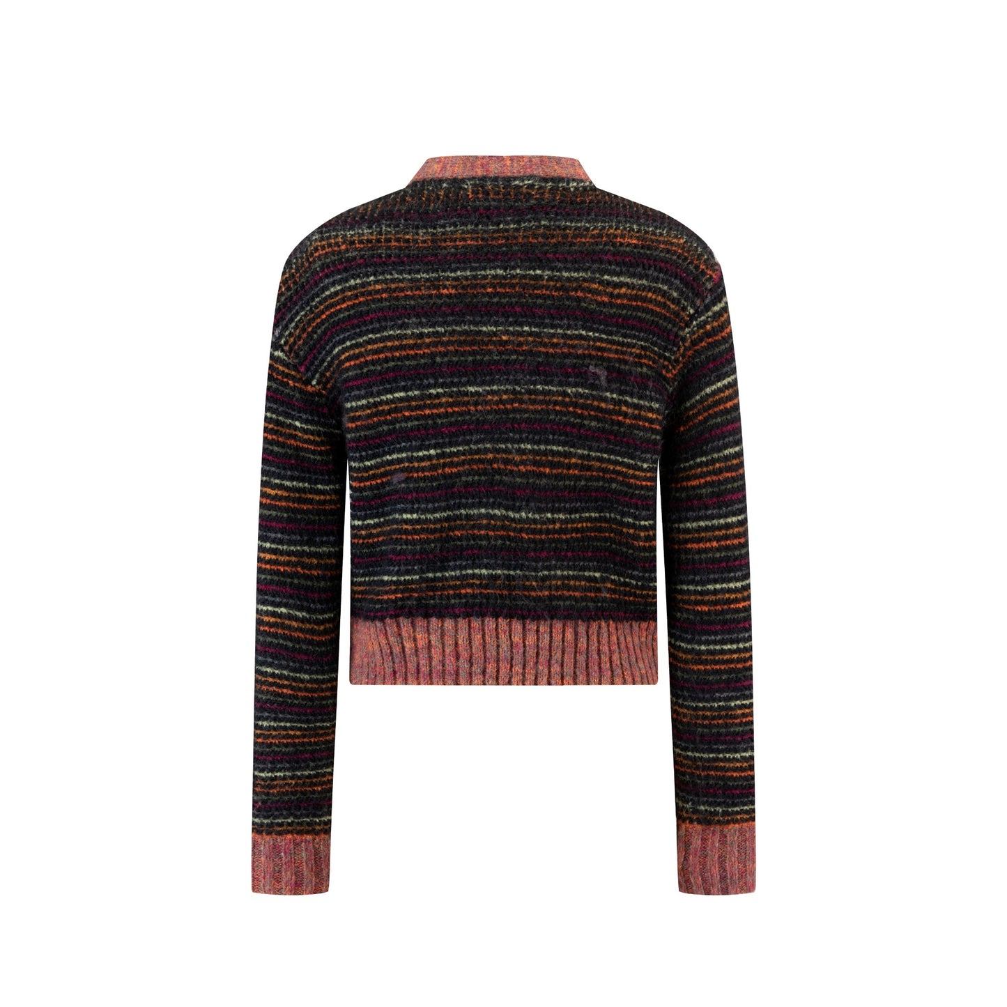 Cardigan With Multicolored Stripes - Black