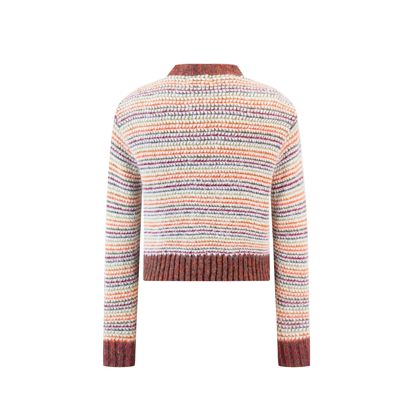 Cardigan With Multicolored Stripes - Ivory