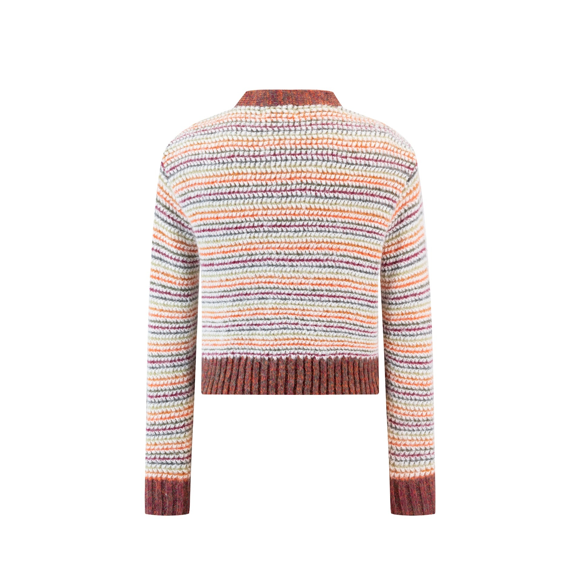 Cardigan With Multicolored Stripes - Ivory