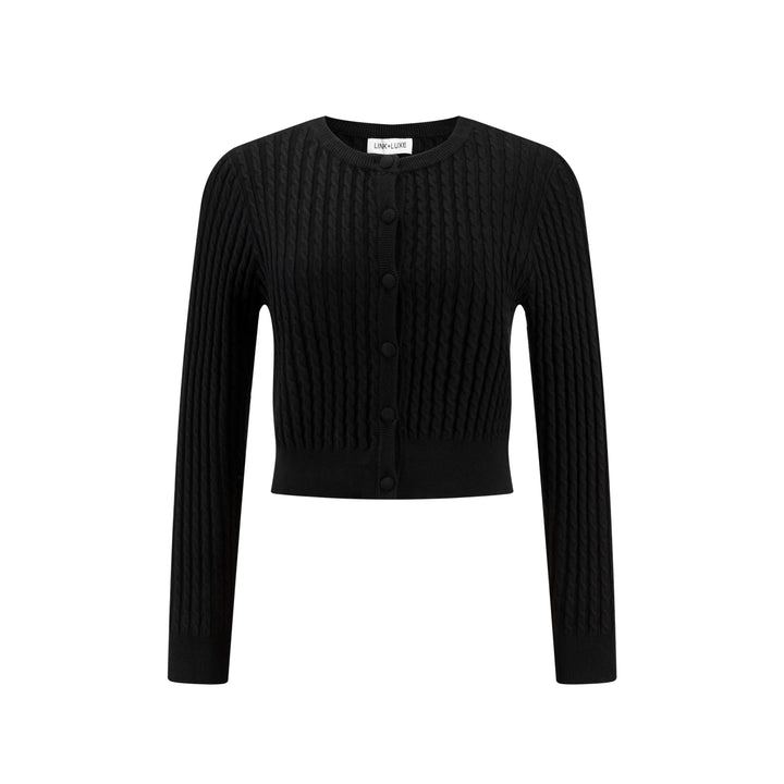 Cable Knit Sweater - Black - WW47611-C