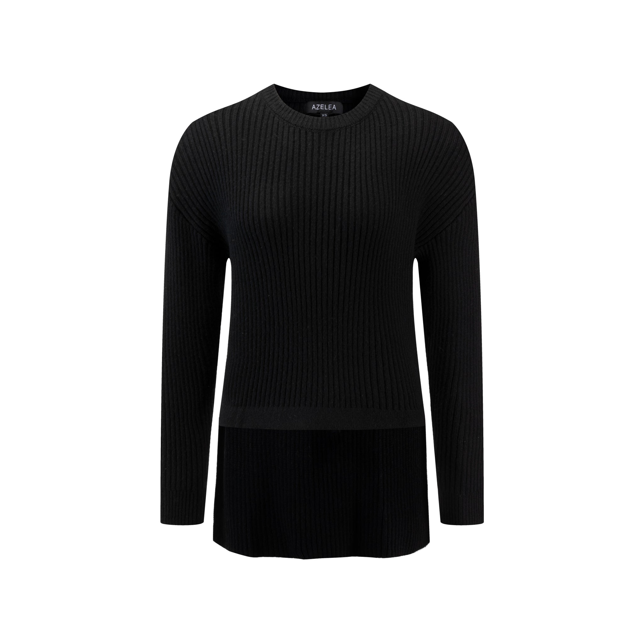 Ribbed Drawstring Hi-Low Hem Top - Black