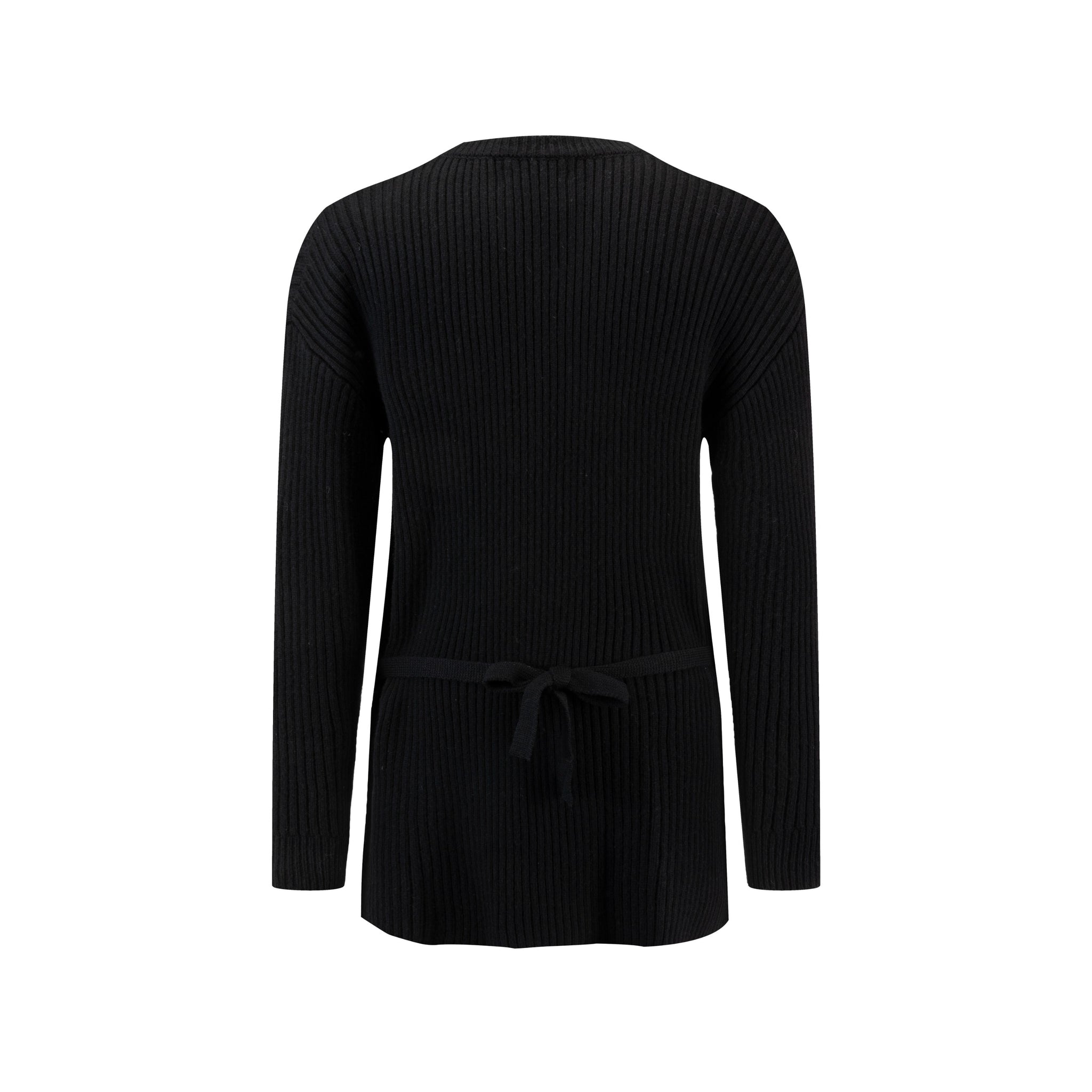 Ribbed Drawstring Hi-Low Hem Top - Black