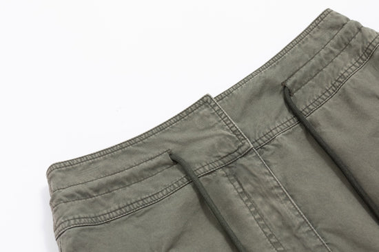 Acid Wash Drawstring Skirt - Green