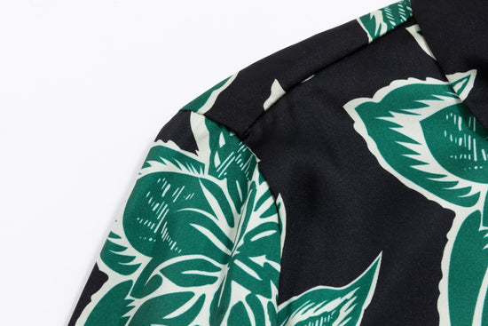 Big Flower Printed Shirt Dress - Emerald