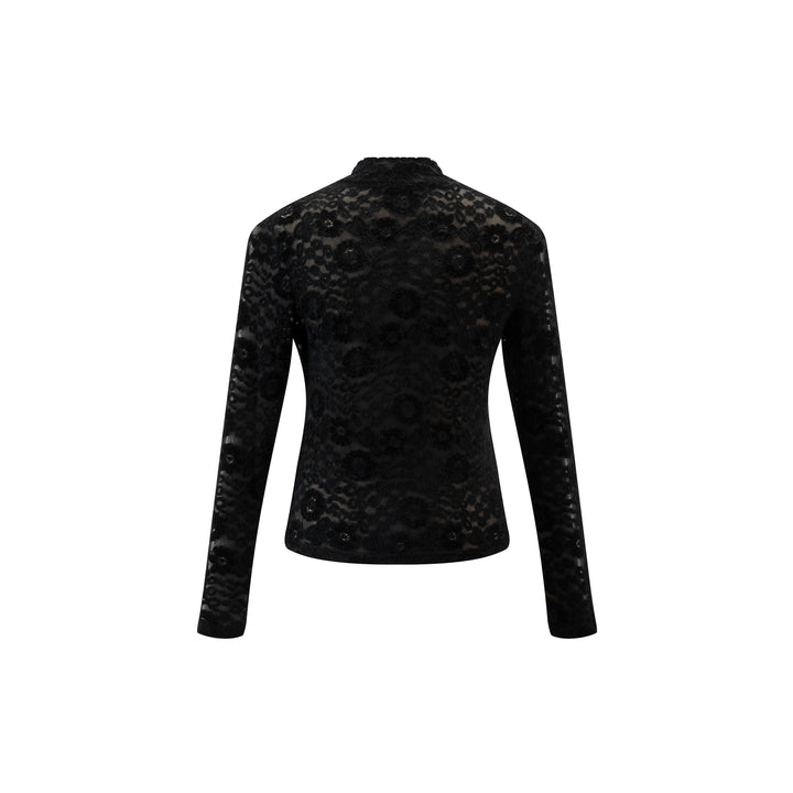 Cut Velvet Mock-Neck Top