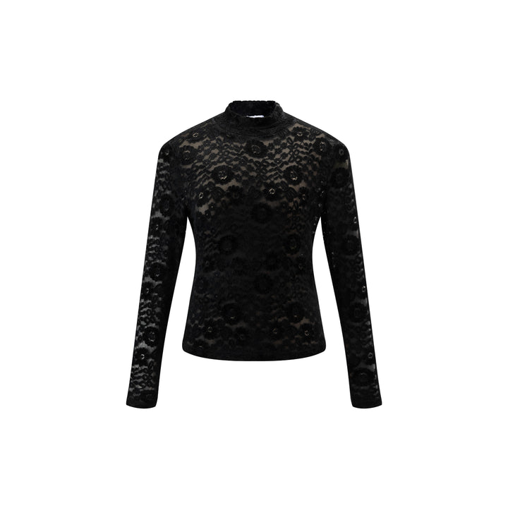 Cut Velvet Mock-Neck Top