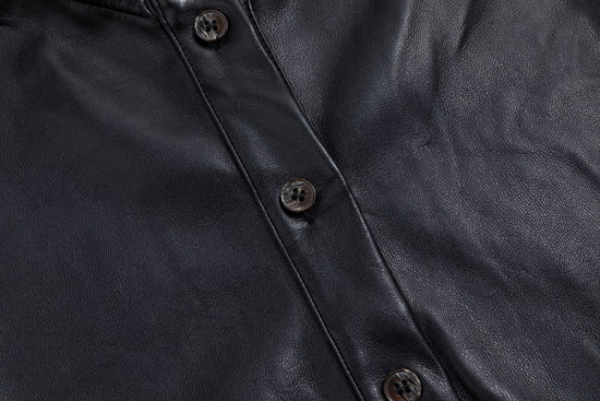 Leather Dress With Waist Tie - Black