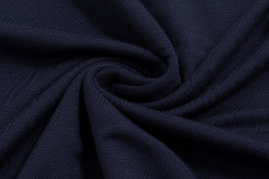 Fake Two Piece Hoody Drawstring Knit Dress - Navy
