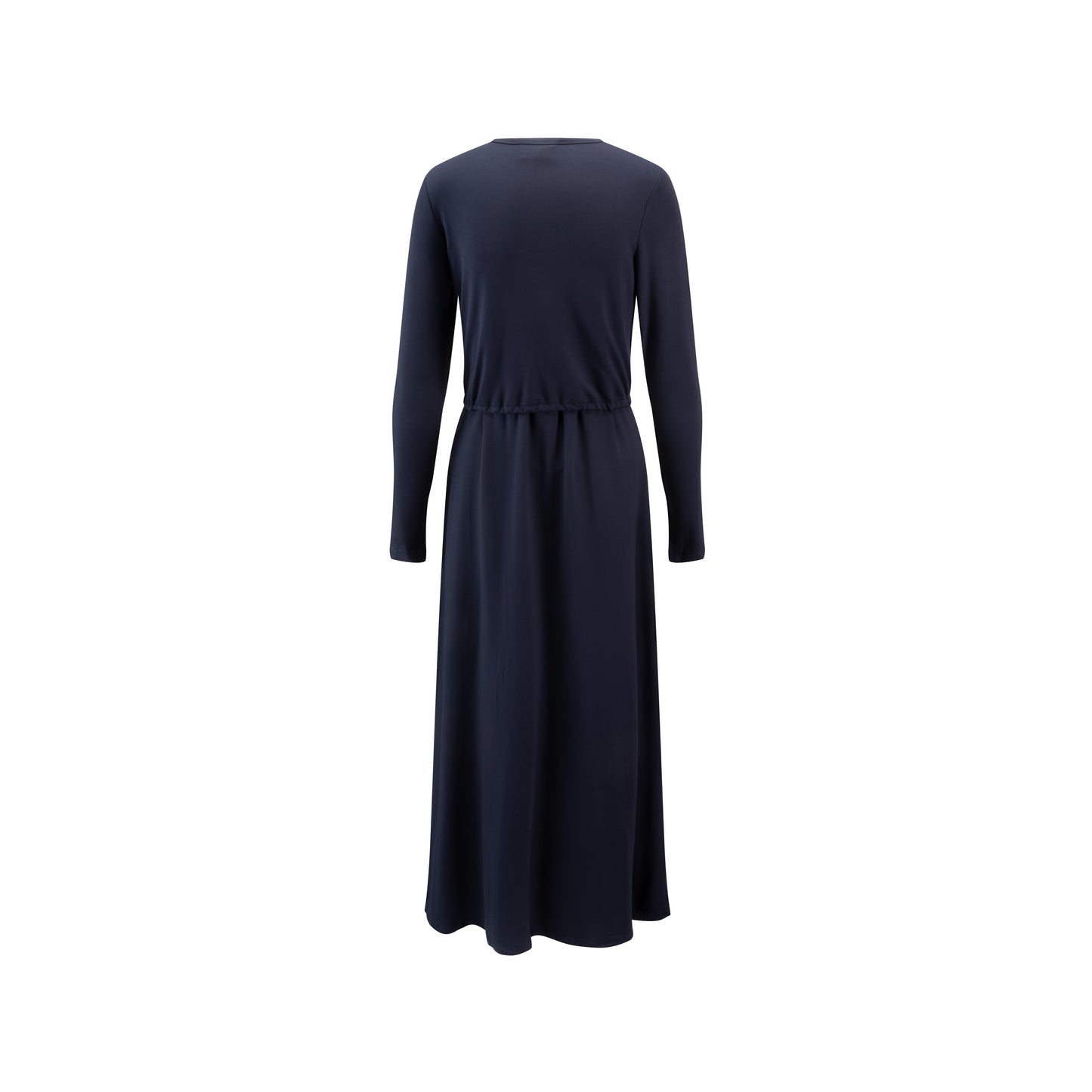 Fake Two Piece Hoody Drawstring Knit Dress - Navy