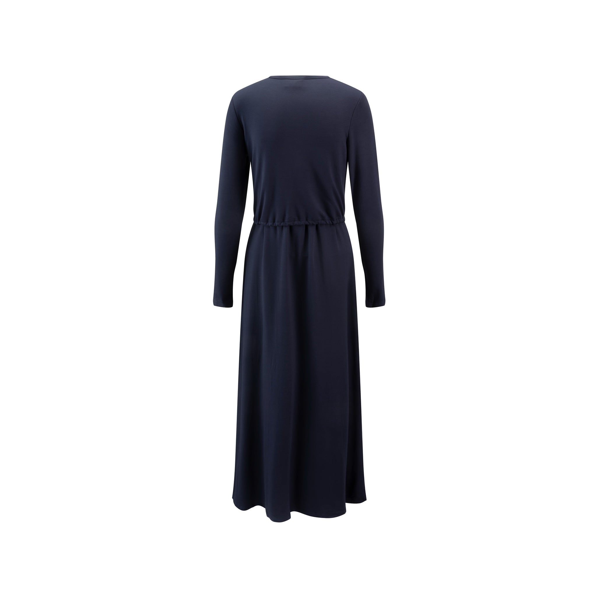 Fake Two Piece Hoody Drawstring Knit Dress - Navy