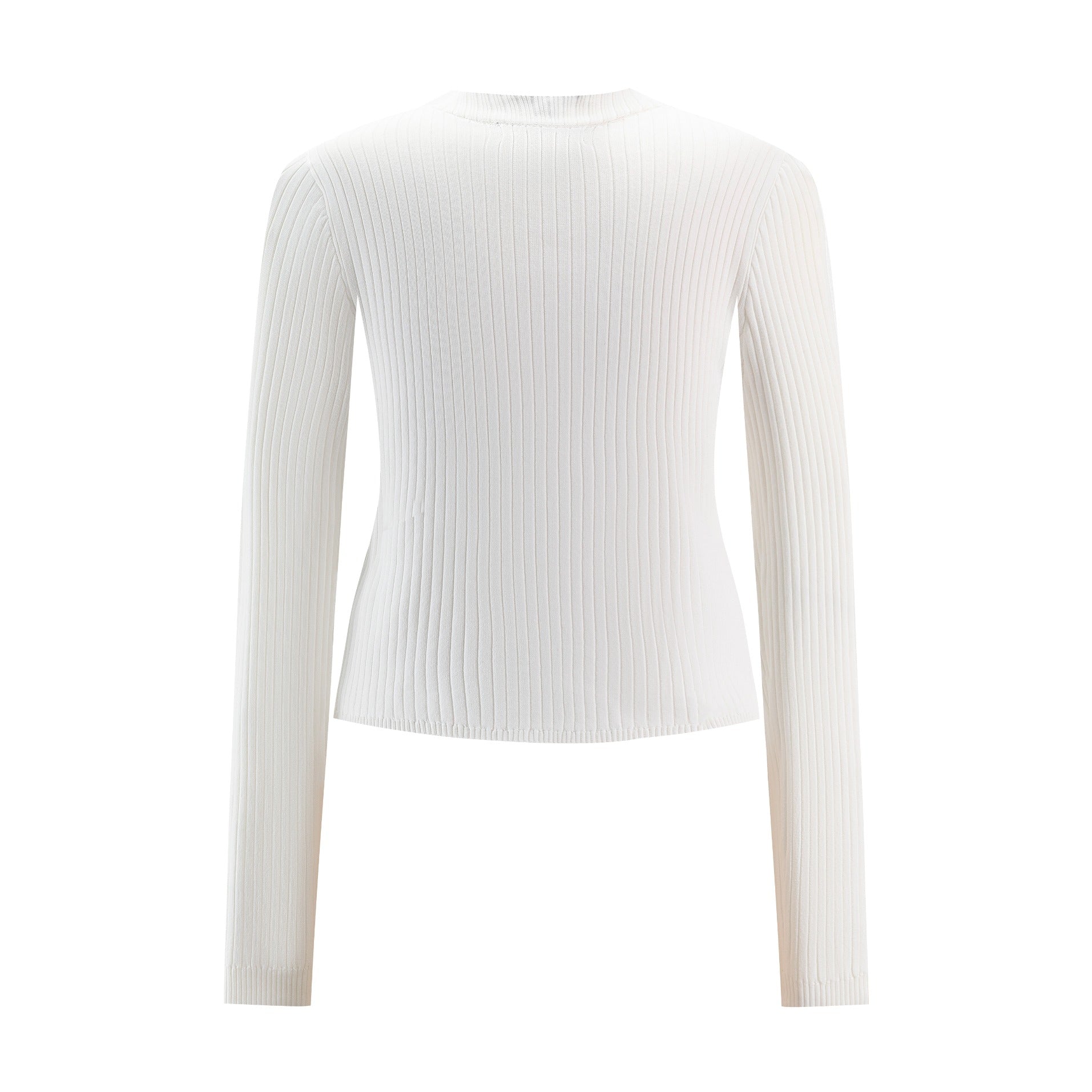 Polish Knit Ribbed Cardigan Top - Ivory