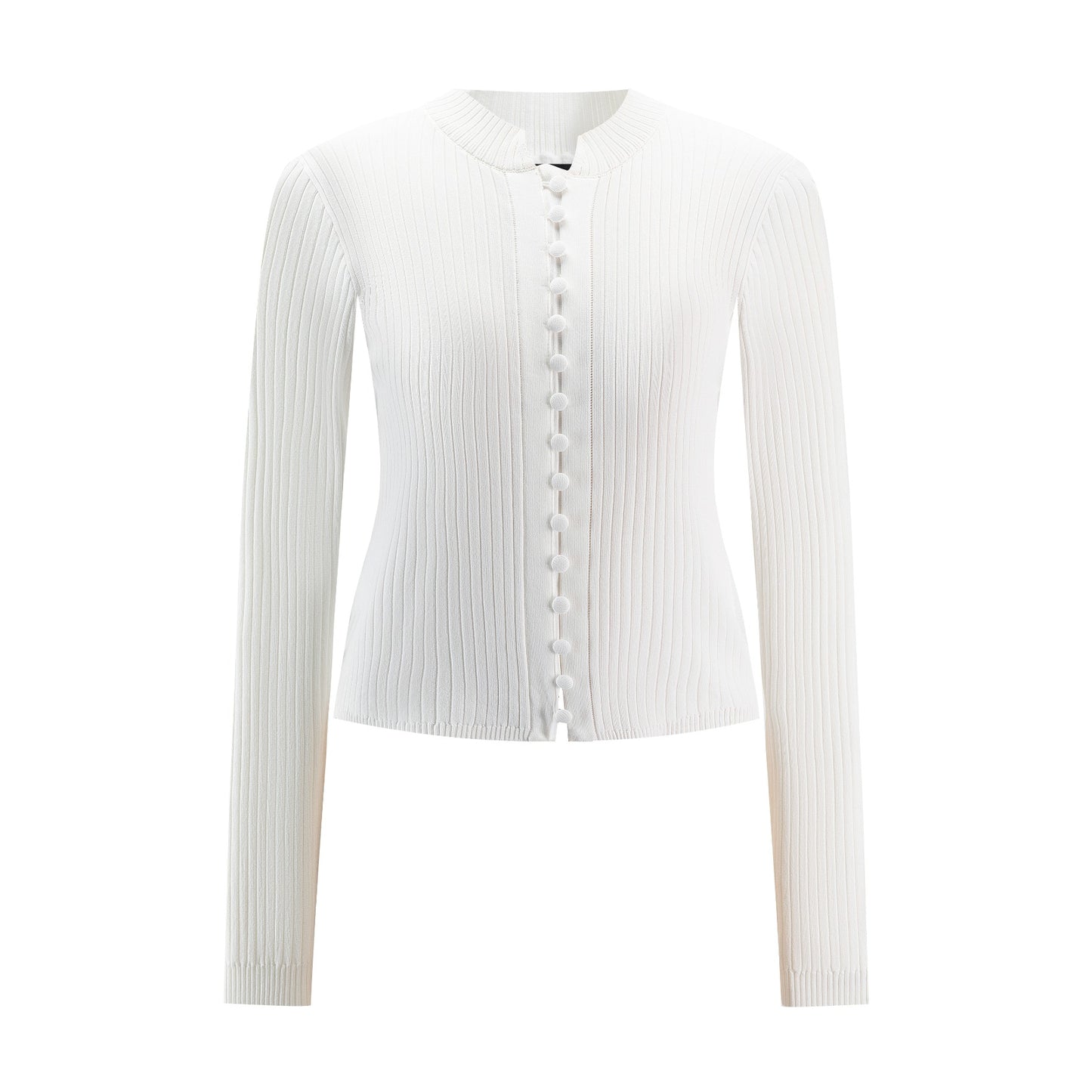 Polish Knit Ribbed Cardigan Top - Ivory