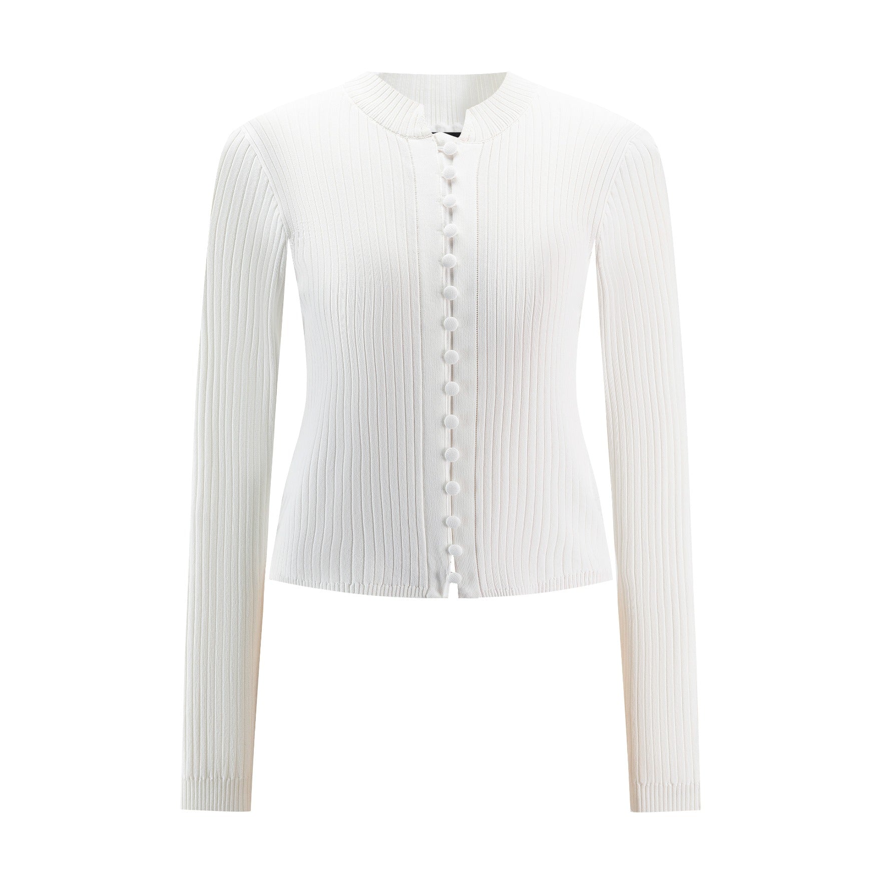 Polish Knit Ribbed Cardigan Top - Ivory