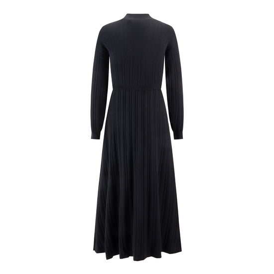 Black Knit Jumper With Cropped Knit Overlay