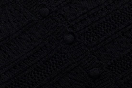 Black Crochet Knit Cardigan - TW4083-A