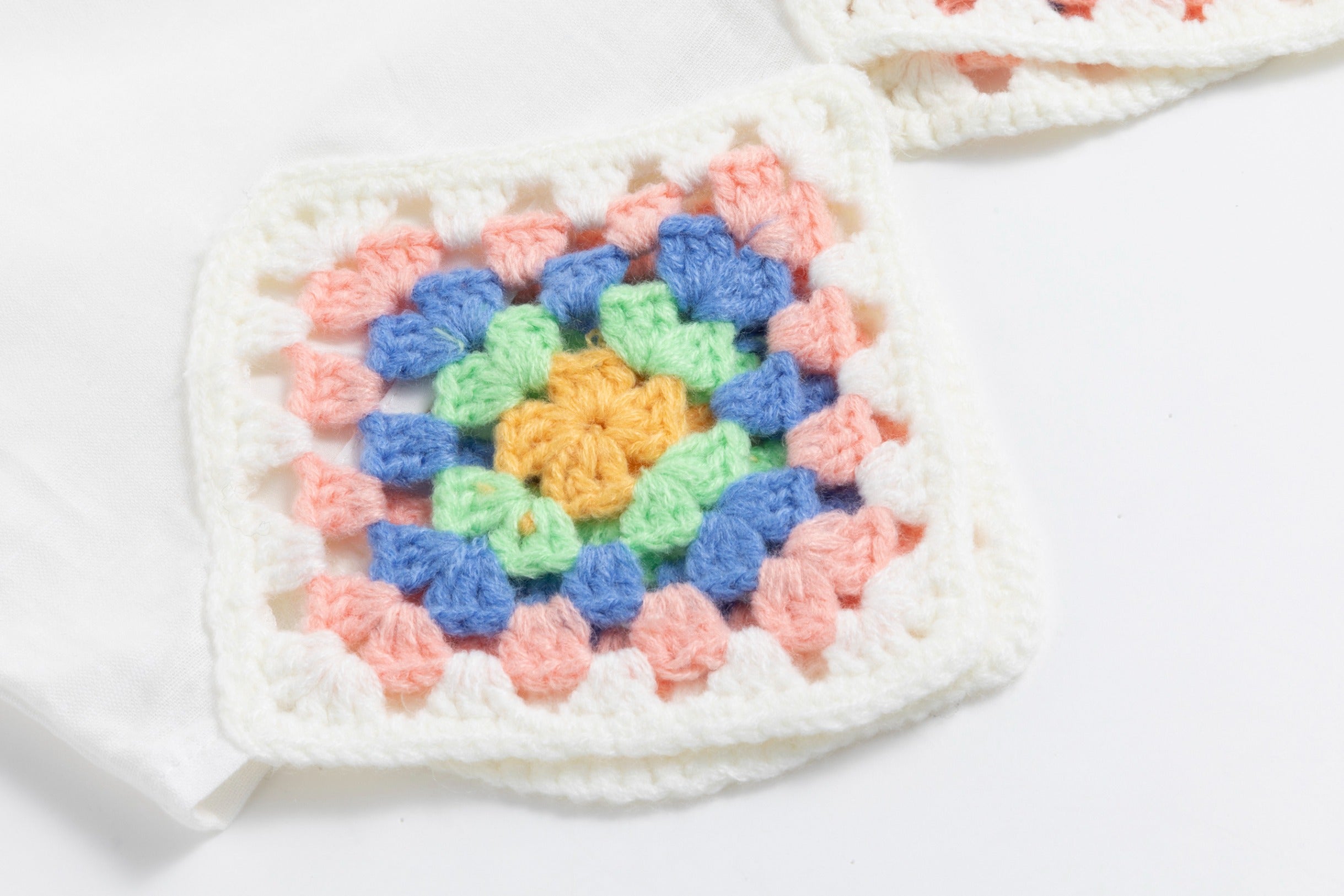 White Overlay With Crochet Over White Jumper