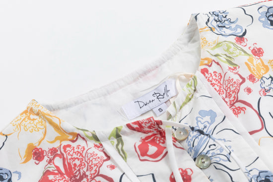 Multiflowered Printed Sleeveless Layer Jumper With Shoulder Ruffle