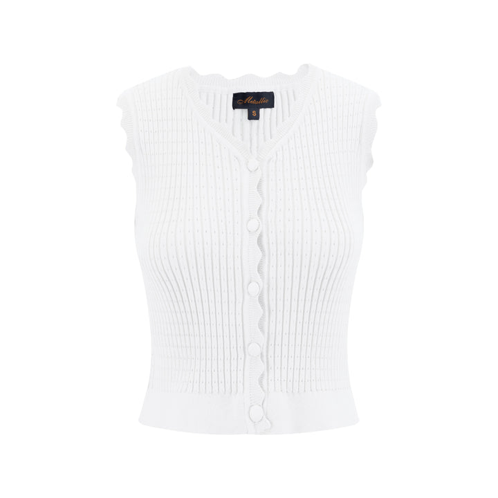 Ivory Scalloped Vest Cardigan