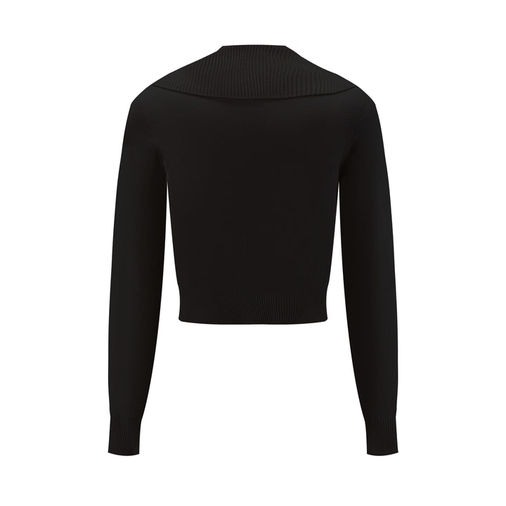Black Collar Knit Cardigan