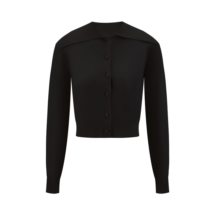 Black Collar Knit Cardigan