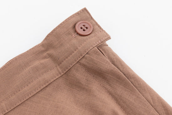 Banded Flair Skirt - Solid Tan-Linen