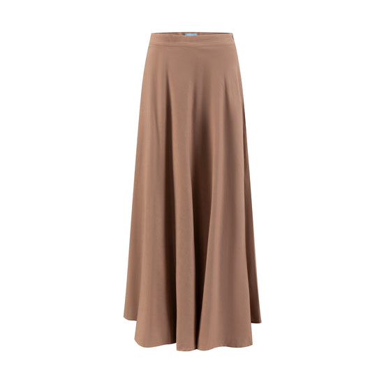 Banded Flair Skirt - Solid Tan-Linen