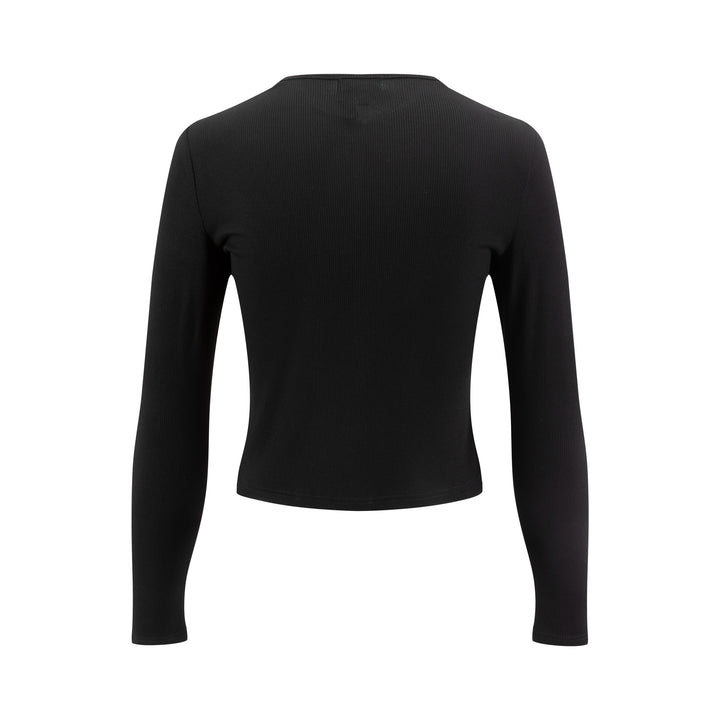 Cropped Ribbed Cardigan - Black