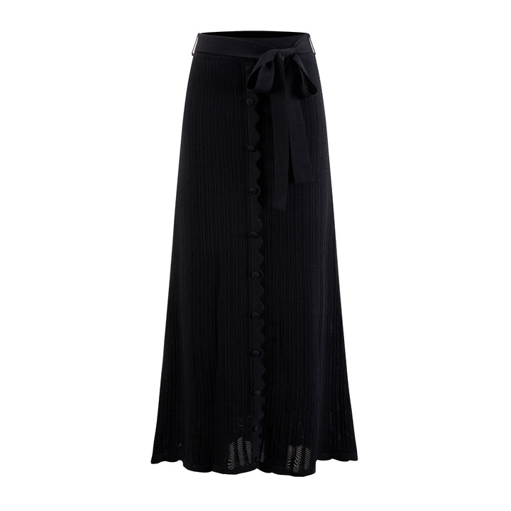 Black Knit Scalloped Skirt