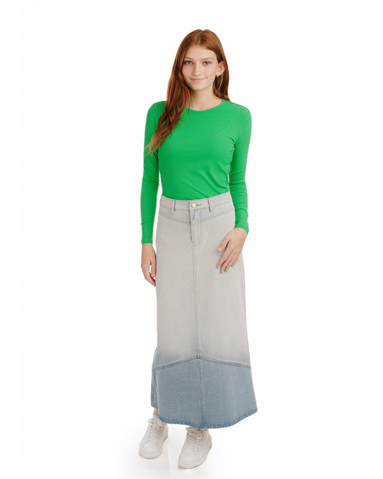 Ombre Denim Skirt - Light Grey/Ombre