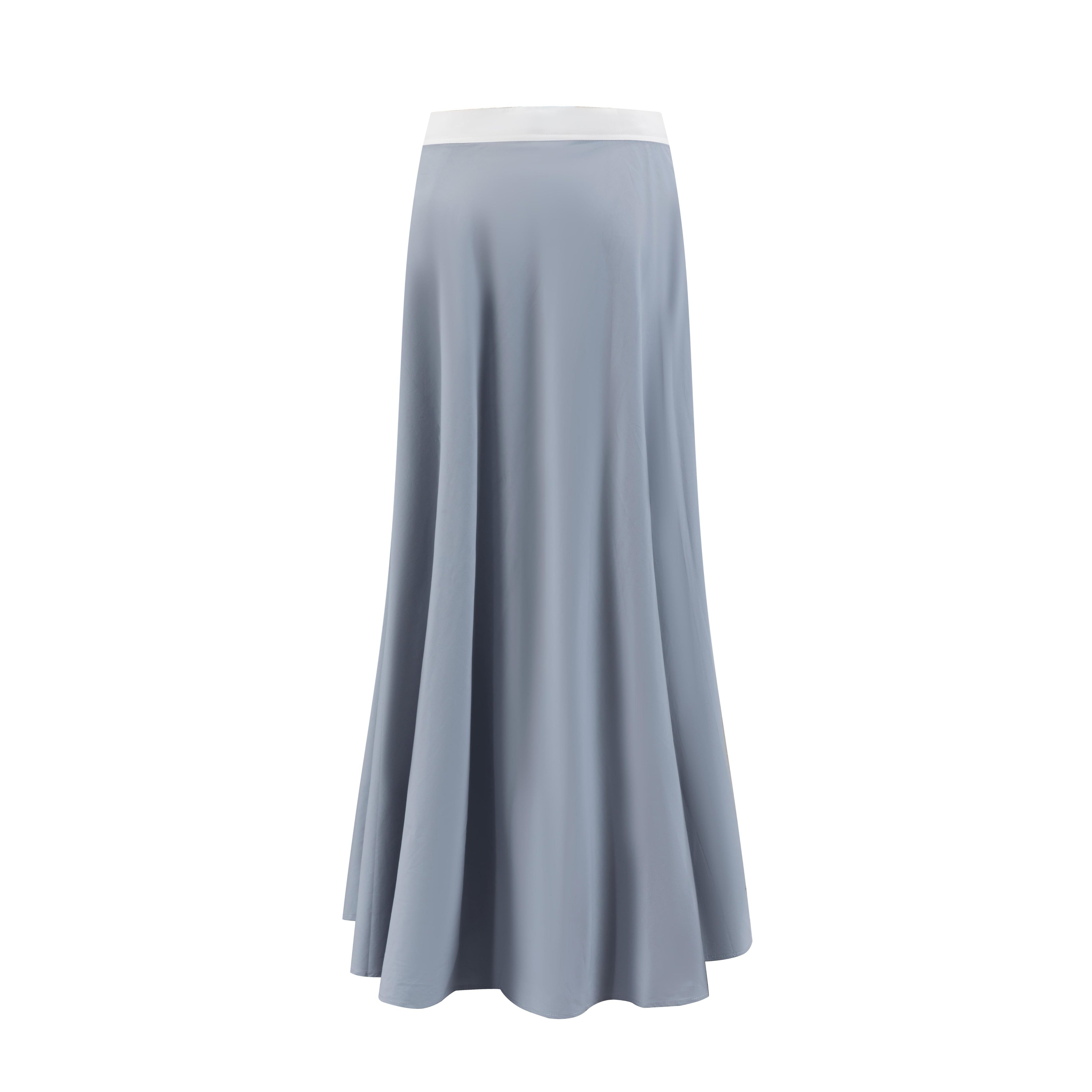 Banded Flair Skirt - Light Grey/White