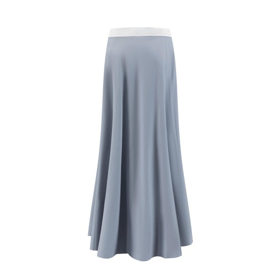 Banded Flair Skirt - Light Grey/White