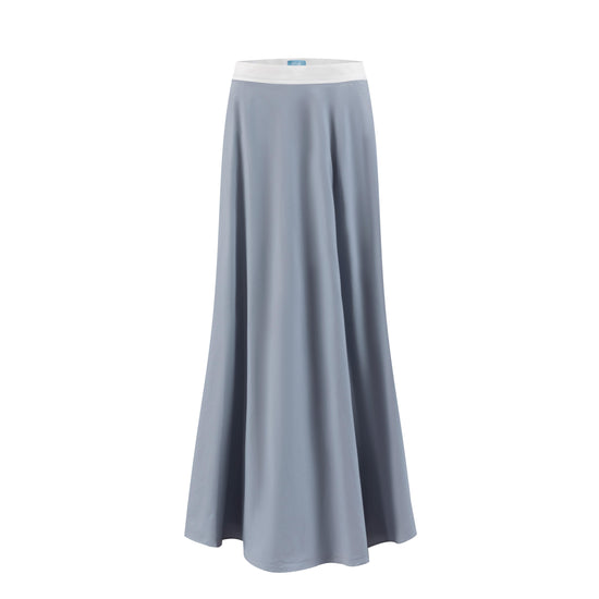 Banded Flair Skirt - Light Grey/White