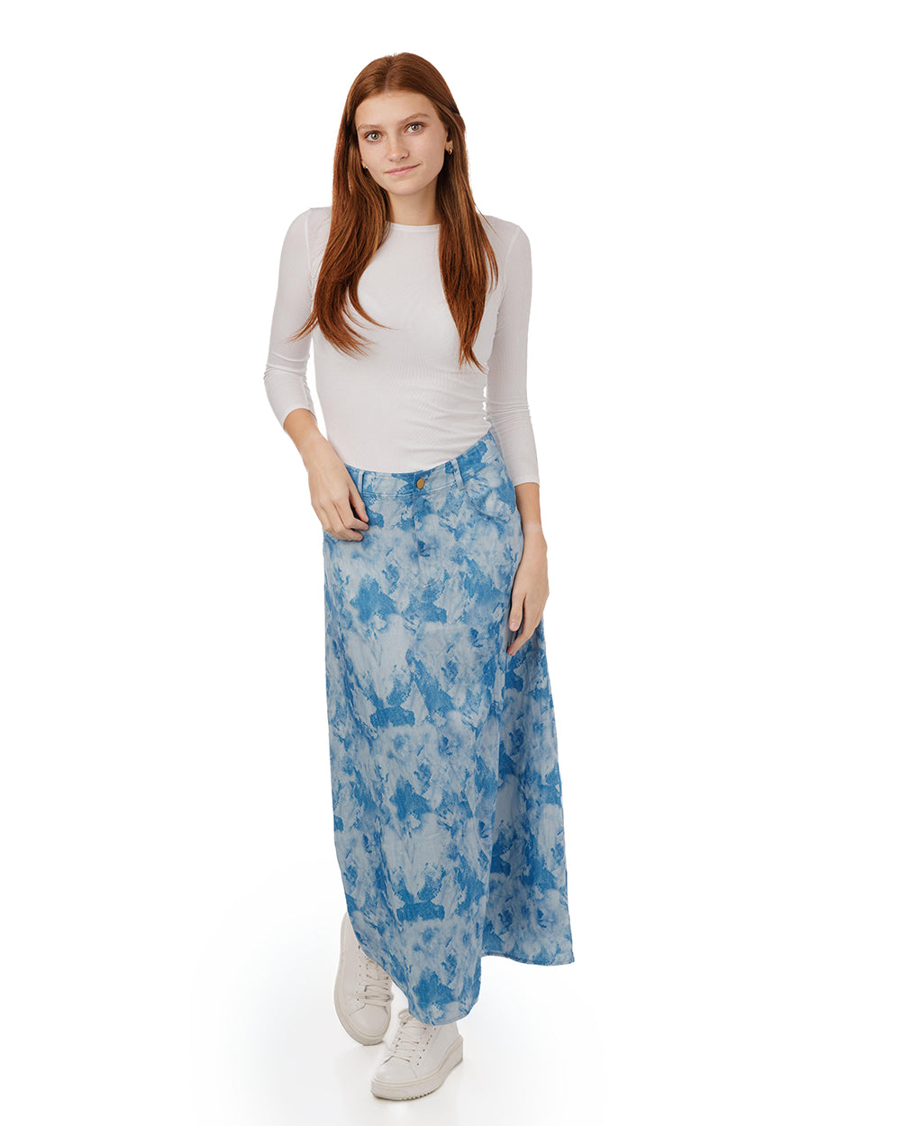 Blue Tie Dye Short Placket Skirt