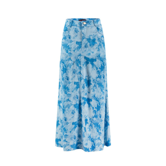 Blue Tie Dye Short Placket Skirt