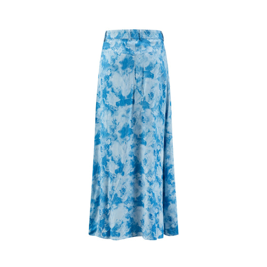 Blue Tie Dye Short Placket Skirt