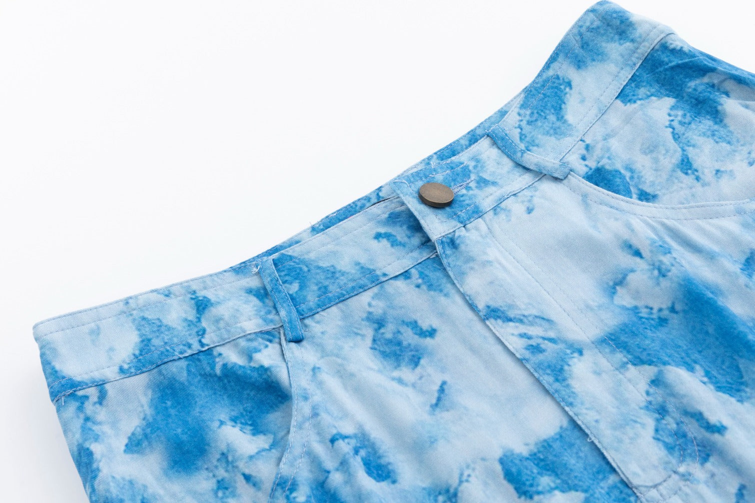 Blue Tie Dye Short Placket Skirt