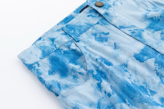 Blue Tie Dye Short Placket Skirt