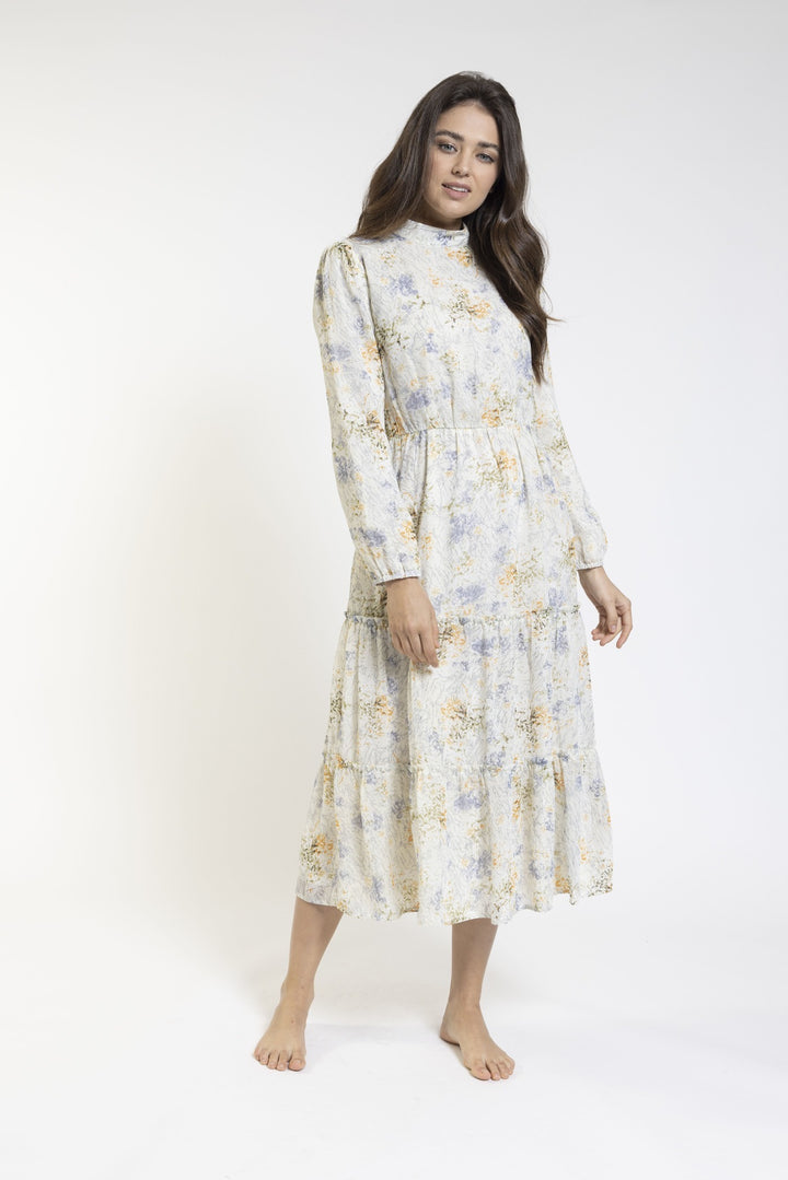 White Floral Layered Dress