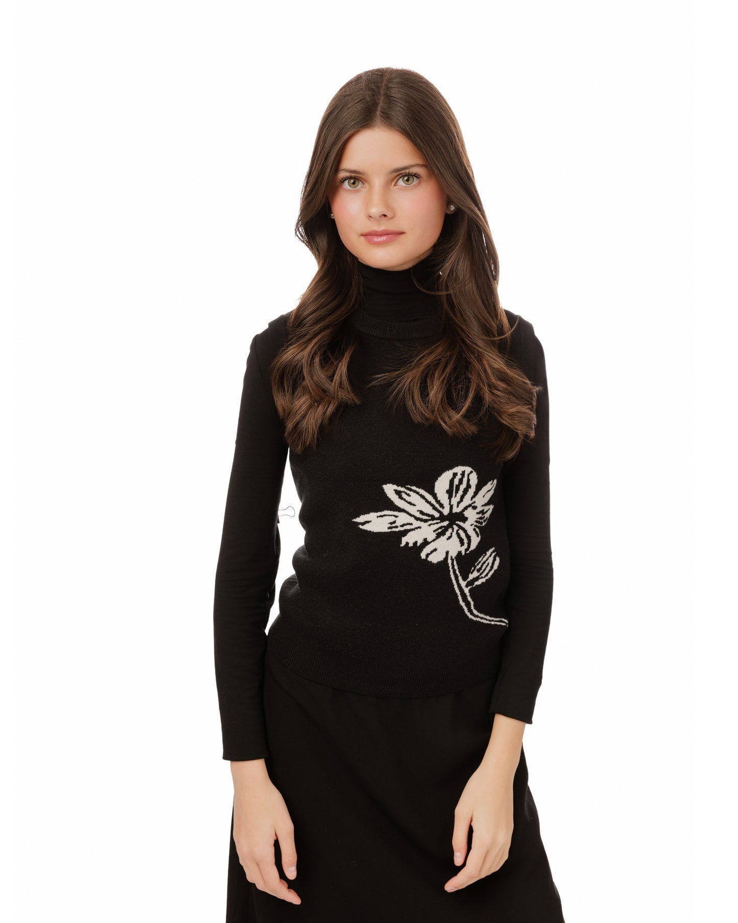 Floral Knit Vest - Black