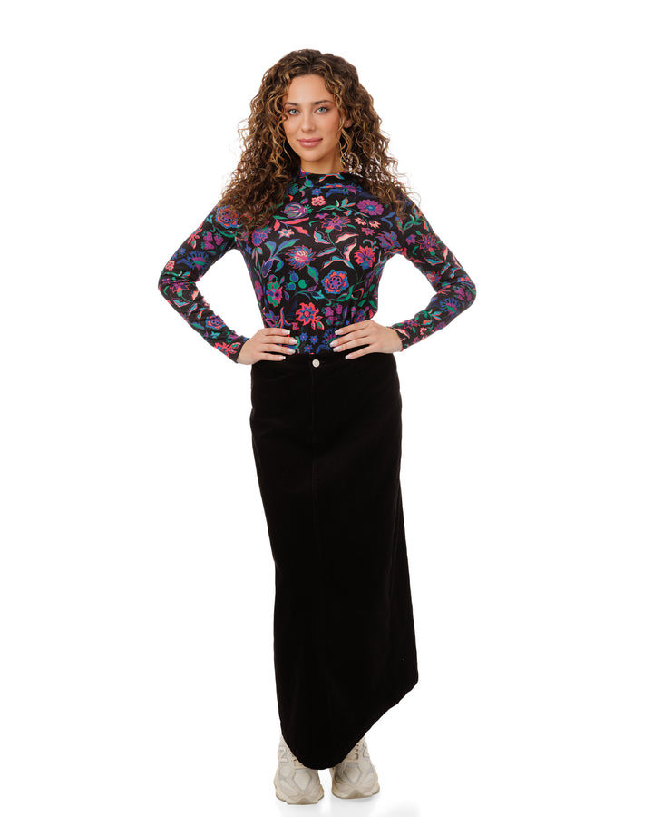 Multi Colored Printed T-Shirt Mock Neck