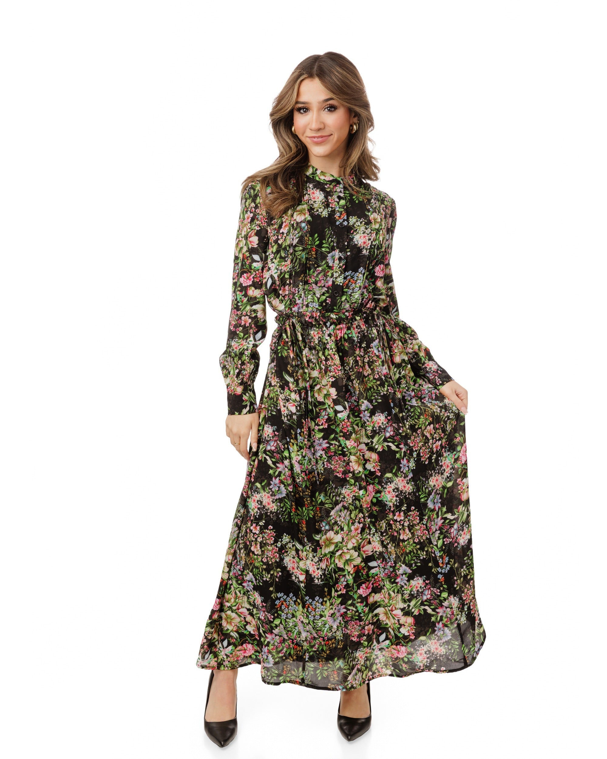 Black Multi Floral Dress