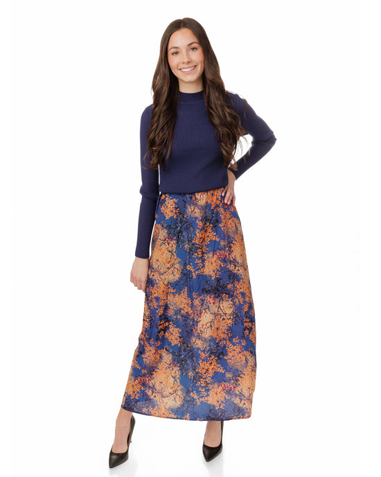 Orange And Blue Wool Jumper With Blue Knit Overlay
