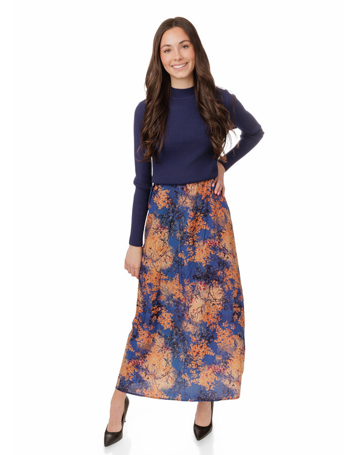 Orange And Blue Wool Jumper With Blue Knit Overlay