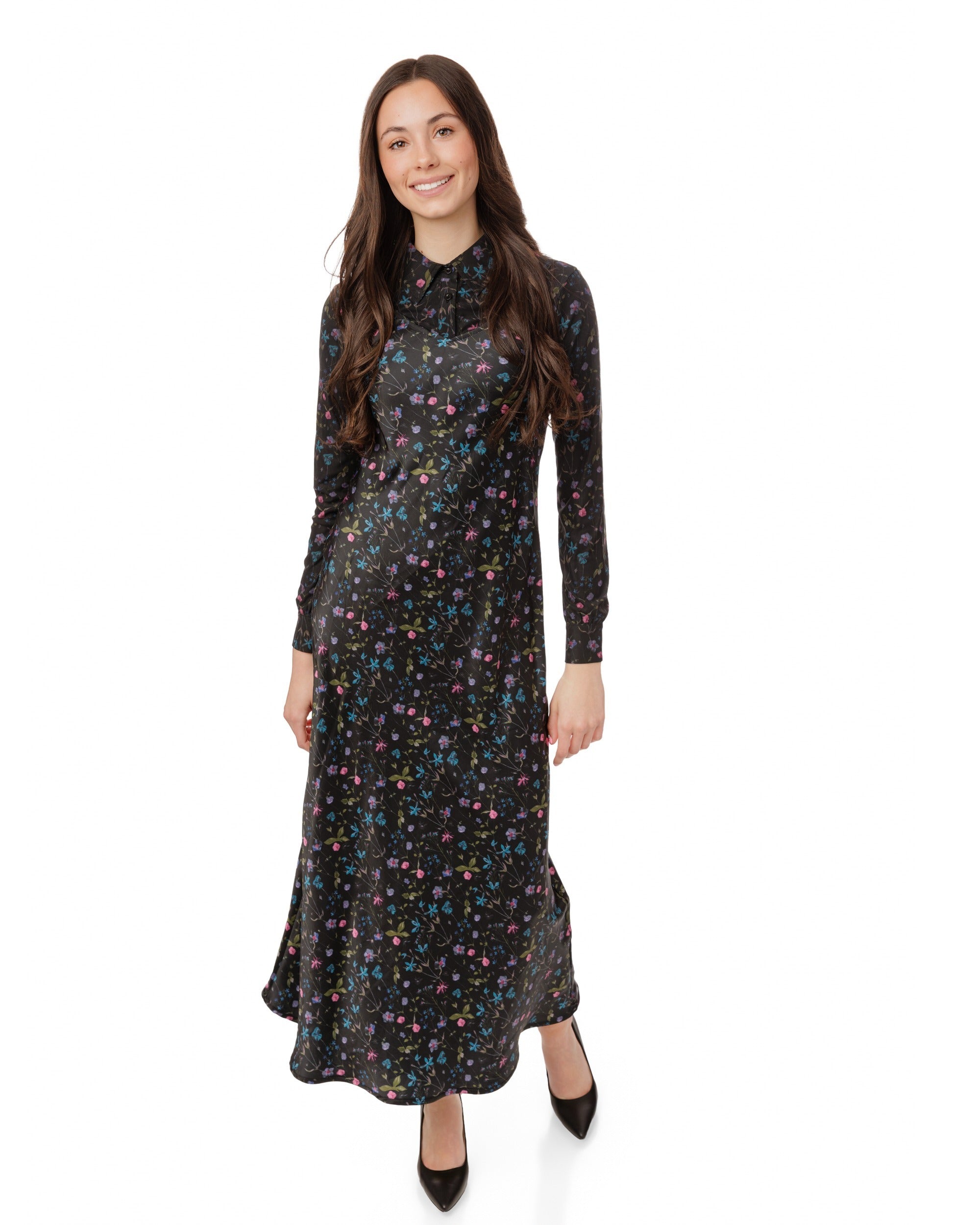 Floral Printed Slip Dress With Mesh Blouse Underlay
