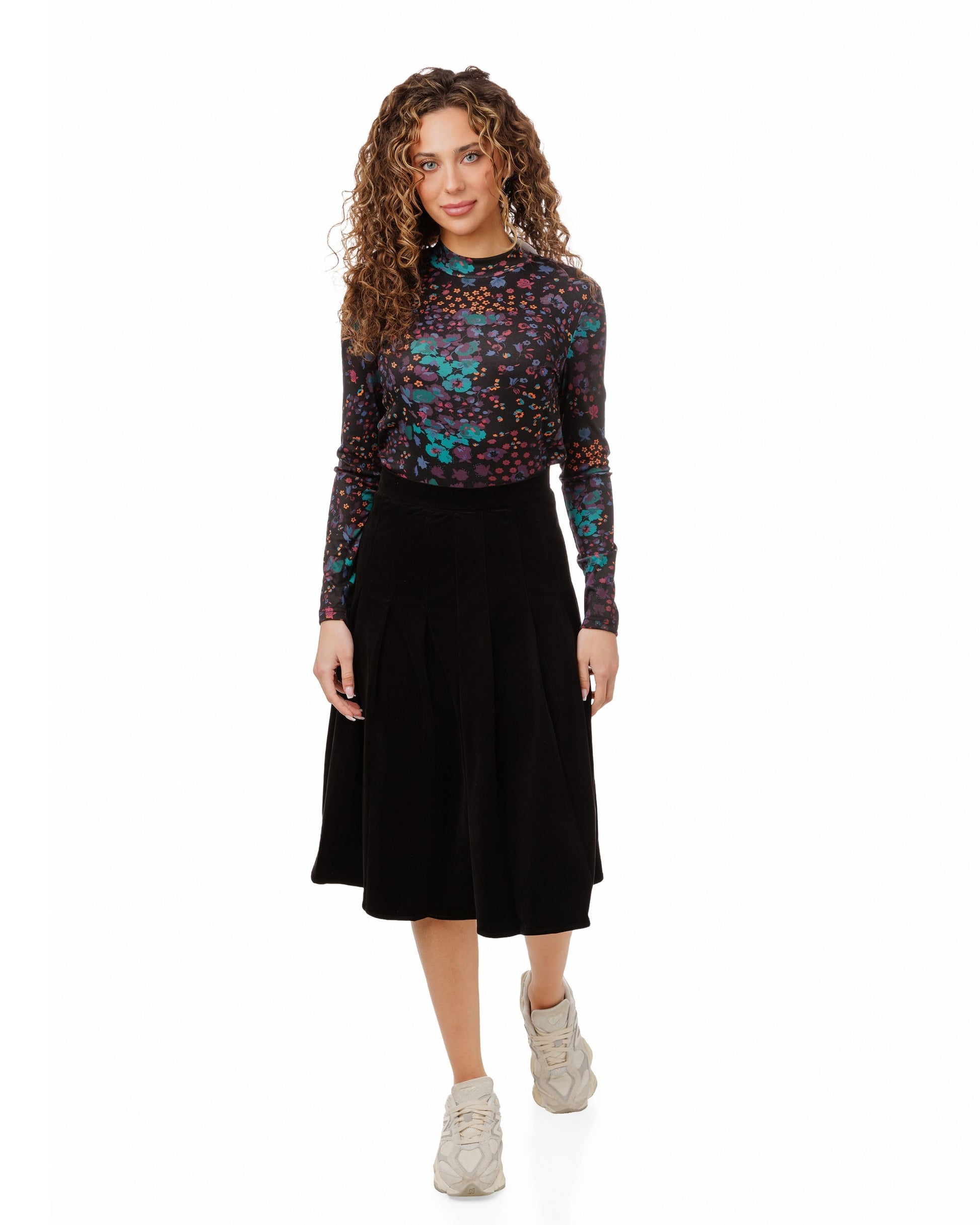 Black And Purple Multi Floral Print Top